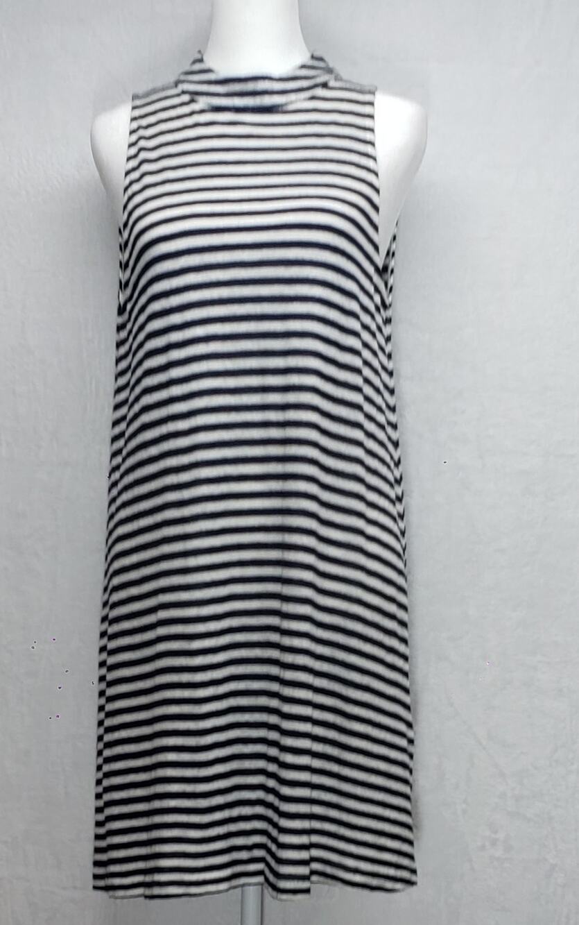 MinkPink NWT Striped Open Back Linen Swing Dress XS Coastal Grandma Navy White